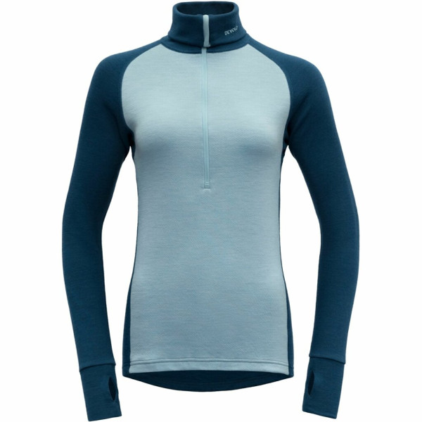 Damski golf Devold Expedition Woman Zip Neck niebieski/szary Flood/Cameo