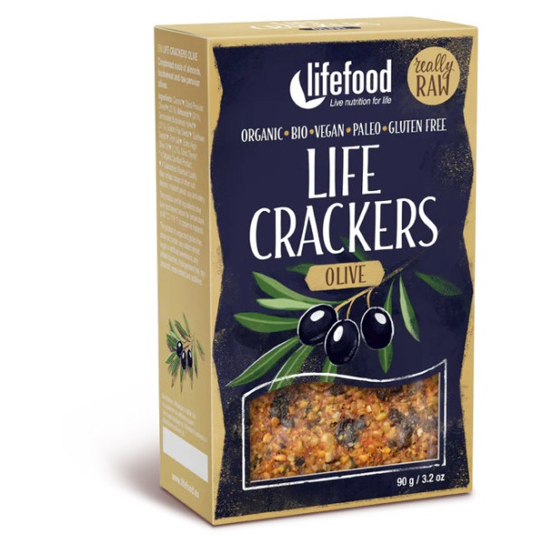 Krakersy Lifefood LIFE CRACKERS Olivové RAW BIO 90 g brązowy