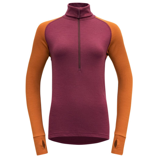 Damski golf Devold Expedition Woman Zip Neck czerwony/pomarańczowy Beetroot/Flame