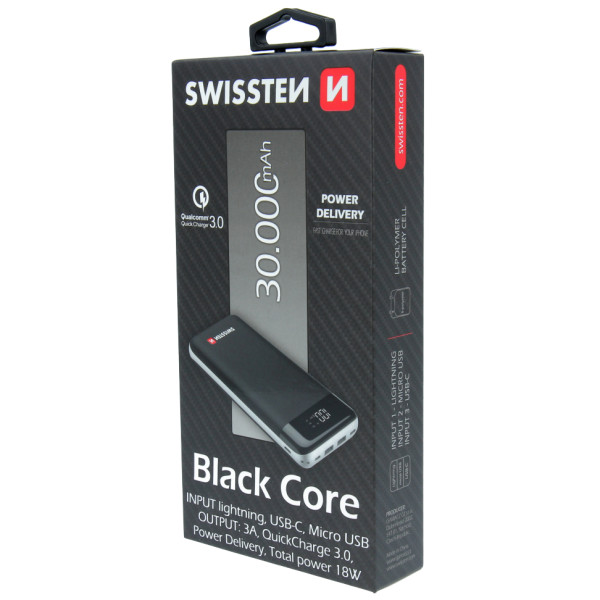 Powerbank Swissten BLACK CORE 30.000 mAh