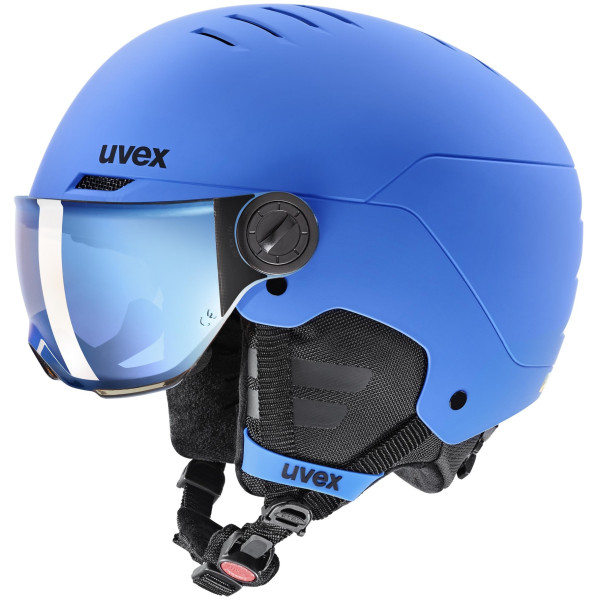 Kask narciarski dla dzieci Uvex Rocket Jr. Visor niebieski blue mat