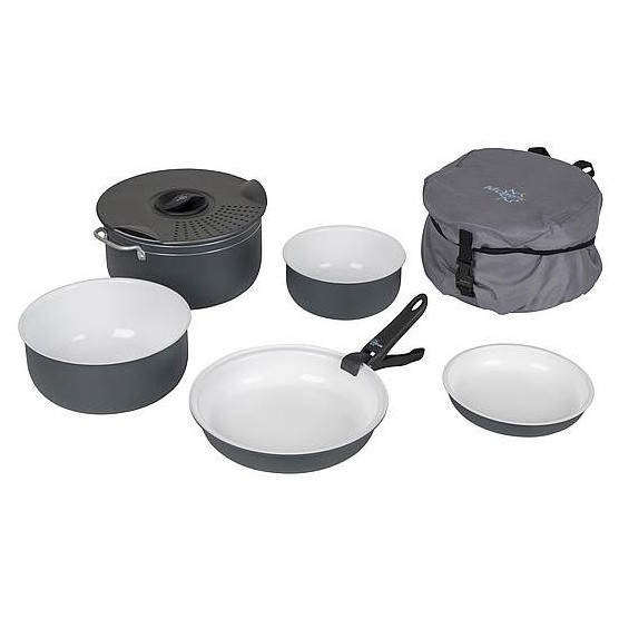 Zestaw naczyń Bo-Camp Cookware set Camping 7 czarny/biały Black/White