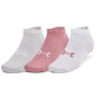 Zestaw skarpetek Under Armour Essential Low Cut 3pk różowy Pink Elixir / White / Halo Gray