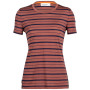 Koszulka damska Icebreaker Women Wave SS Tee Stripe 2023 czerwony/czarny grape