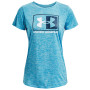 Koszulka damska Under Armour Tech Twist Box LU SSC niebieski Fuse Teal / Capri / White