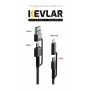Kabel do ładowania i przesyłania danych Swissten Kevlar 4in1 3A 1,5 m