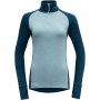 Damski golf Devold Expedition Woman Zip Neck niebieski/szary Flood/Cameo
