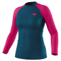 Damska koszulka Dynafit Tour Light Merino W L/S Tee niebieski/różowy Flamingo/