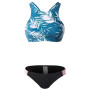 Damski strój kąpielowy Aquawave Gobini Wmns (2021) zielony GreenLeavesPrint/Black/CandyPink