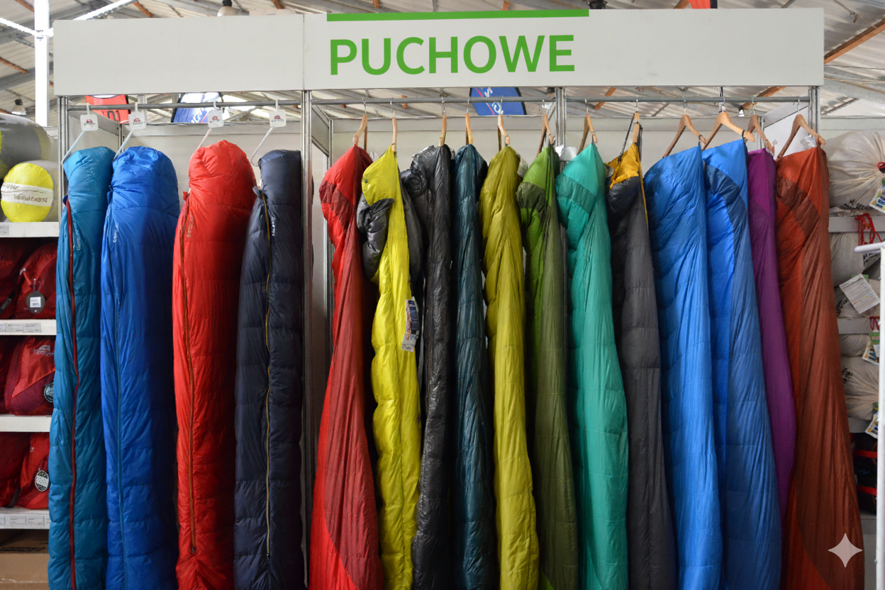 Porównanie objętości spakowanego śpiwora syntetycznego i puchowego